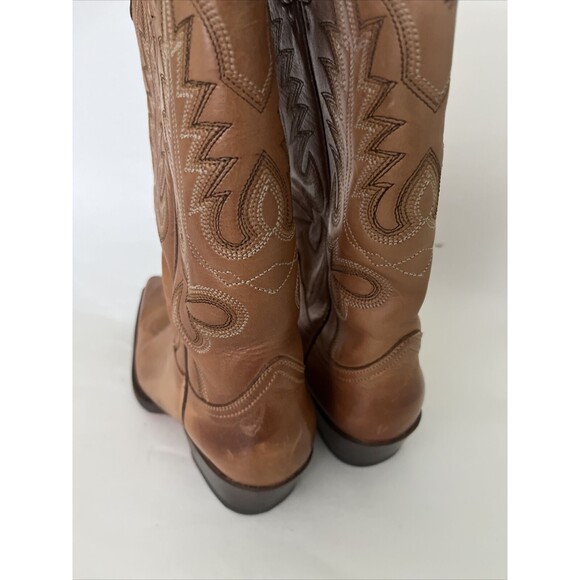 EUC Sendra Cowboy Boots Handmade Snowbut Ms Cognac Seam Stitched Leather Sz 6 - Picture 8 of 13